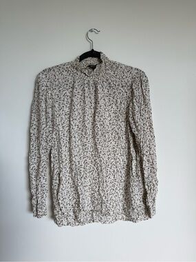 Alexander Jordan Cream Floral Long-Sleeve Smocked Neck Shirt